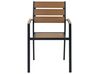 Set of 6 Garden Dining Chairs Light Wood and Black VERNIO_862887
