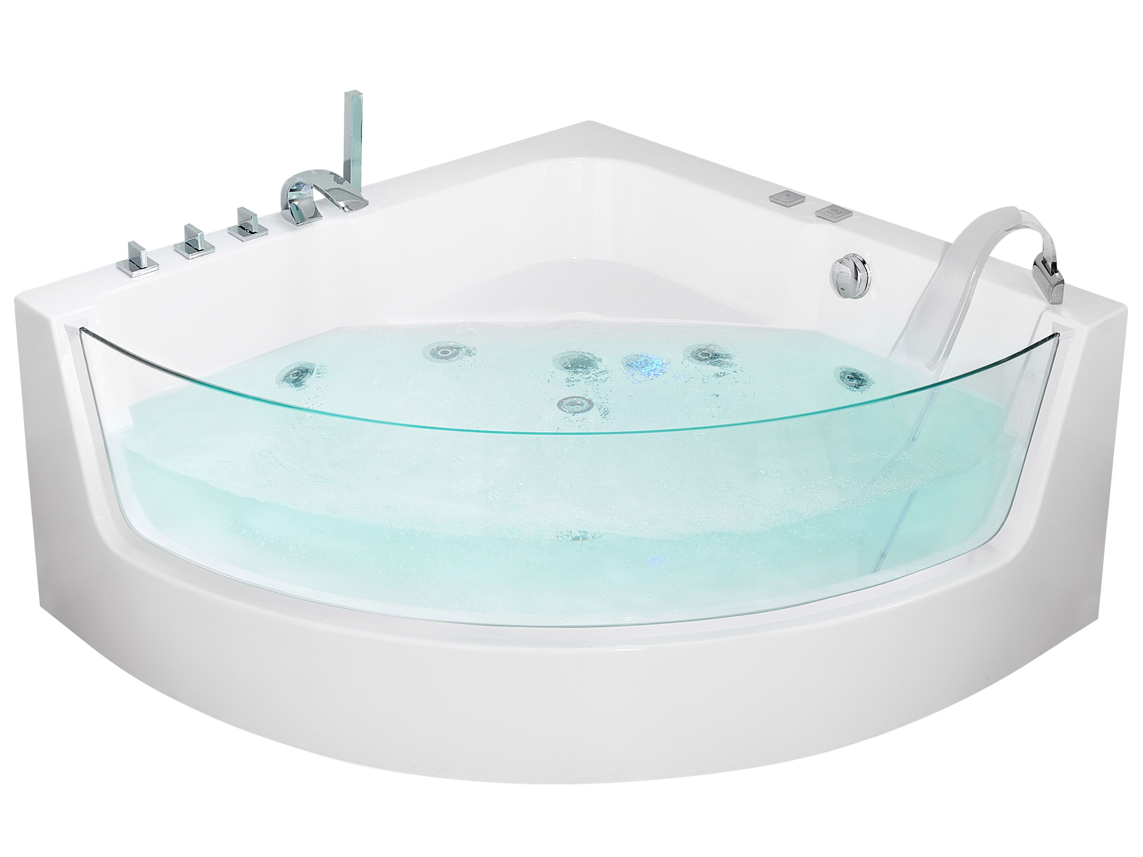 71 Acrylic LED Whirlpool & Water Massage Bathtub Decoration Transparent in  White