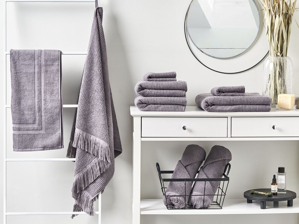 Set di 9 asciugamani cotone grigio ATIU 