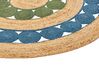 Round Jute Area Rug ⌀ 140 cm Blue and Green HOVIT_870075