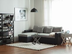 3-istuttava kulmavuodesohva kangas oikeak. harmaa/musta TAMPERE 3-istuttava kulmavuodesohva kangas oikeak. harmaa/musta TAMPERE