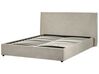 Zamatová posteľ s úložným priestorom 160 x 200 cm sivobéžová LAVAUR_870911