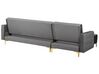 Right Hand Velvet Corner Sofa with Ottoman Grey ABERDEEN_741210