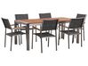 Conjunto de mesa com tampo em madeira de eucalipto 180 x 90 cm e 6 cadeiras cinzentas GROSSETO_768424