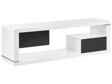 TV-Möbel weiss / schwarz mit 2 Schubladen 140 x 39 x 43 cm SPOKAN