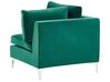Left Hand 6 Seater Modular Velvet Corner Sofa with Ottoman Green EVJA_789866