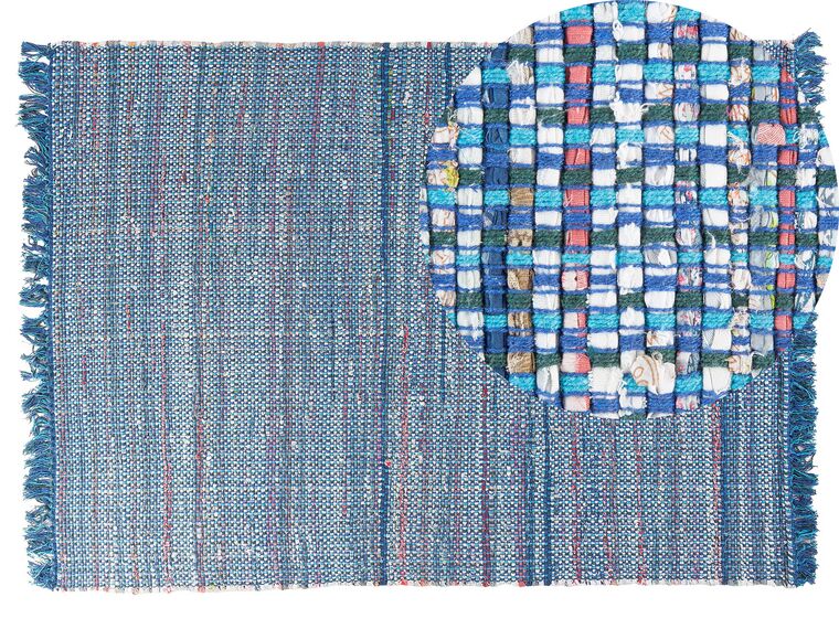 Teppich Baumwolle blau 140 x 200 cm Kurzflor BESNI_530826