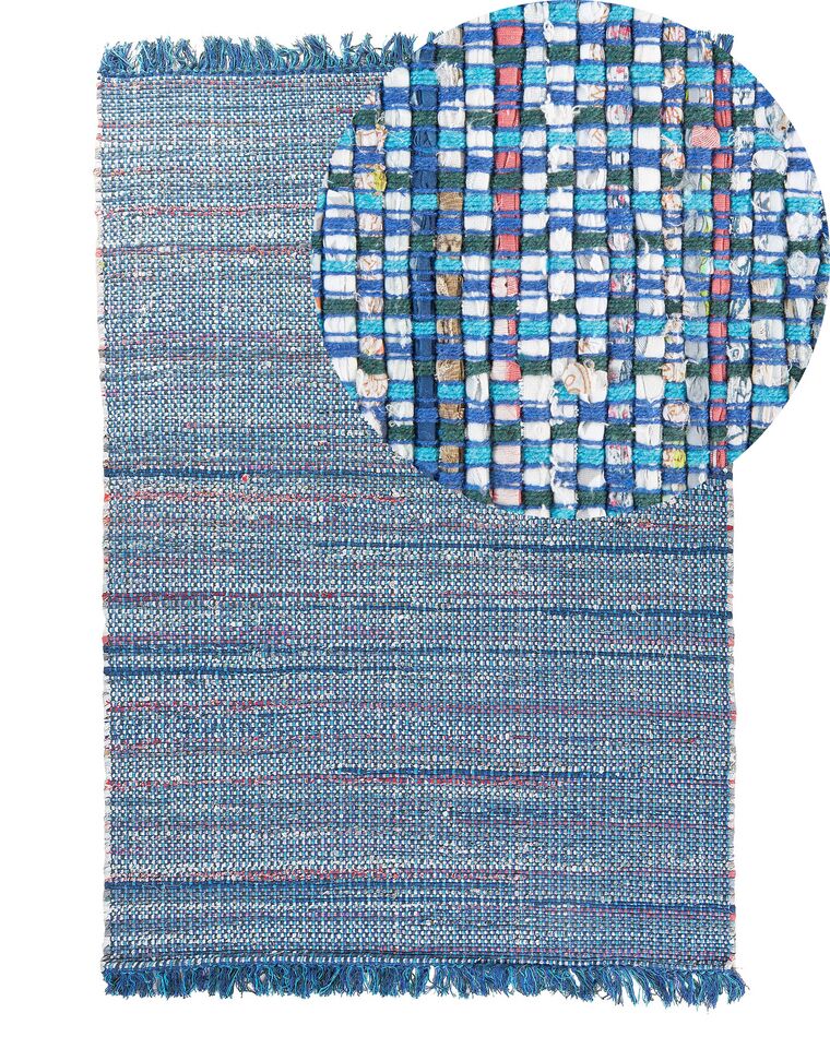 Matta handvävd 140 x 200 cm blå BESNI_530826