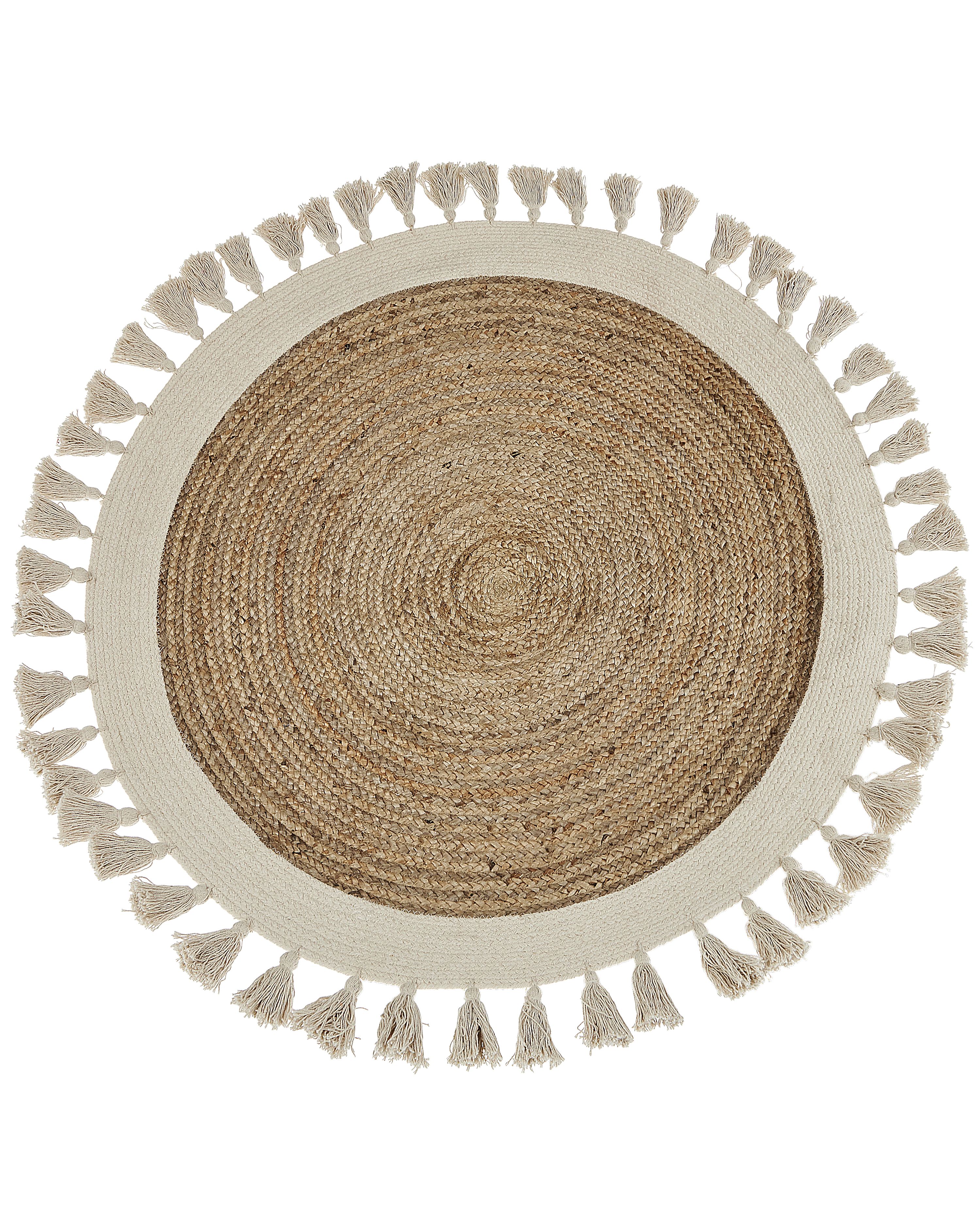 Round Jute Area Rug ⌀ 120 cm Beige SAMSUN | Beliani.co.uk