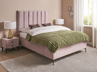3 Piece Bedroom Set Velvet EU Double Size Pink SEZANNE