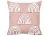 Conjunto de 2 cojines de algodón rosa con bordado de arco iris 45 x 45 cm LEEA_893311