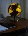 Wereldbol zwart/koper met LED-verlichting 32 cm MAGELLAN_784321