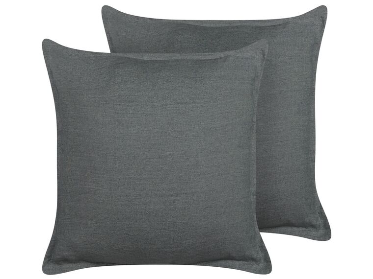 Set of 2 Linen Cushions 45 x 45 cm Dark Grey SUBULATA_838525