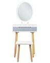 1 Drawer Dressing Table with LED Mirror and Stool White and Grey VESOUL_850251