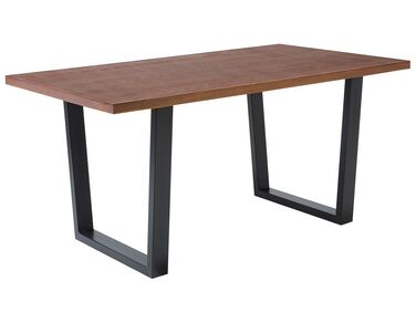 Mesa de comedor madera oscura/negro 160 x 90 cm AUSTIN