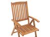 Set of 6 Acacia Wood Garden Folding Chairs with Red Cushions JAVA_804146