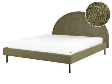 Łóżko boucle 160 x 200 cm zielone MARGUT