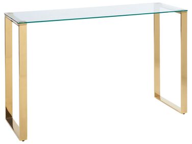 Konzolový stolík so sklenenou doskou zlatý TILON