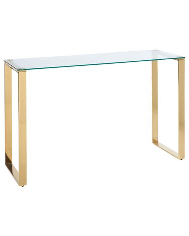 Tavolino consolle vetro temperato oro 75 x 120 cm TILON