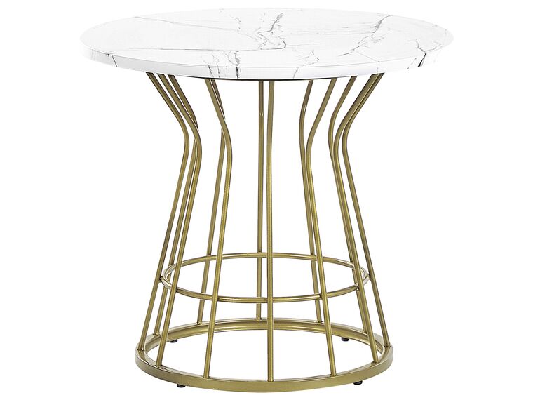 Fehér és arany márványhatású kisasztal ⌀ 50 cm CONCAN_791121