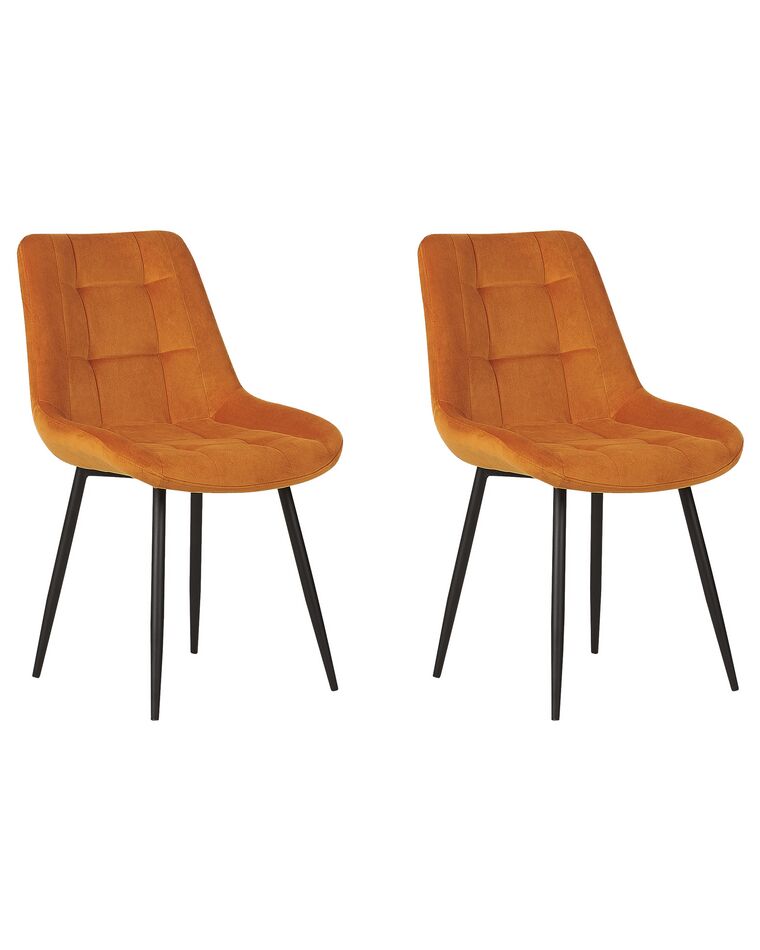 Sada 2 sametových jídelních židlí oranžové MELROSE_901925