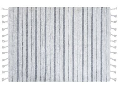 Outdoor Teppich cremeweiß / grau 140 x 200 cm Streifenmuster Kurzflor BADEMLI