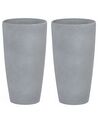 Lot de 2 cache-pots en pierre grise 23 x 23 x 43 cm ABDERA_841238