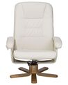 Cadeira de massagem com repousa-pés em pele sintética creme RELAXPRO_710670