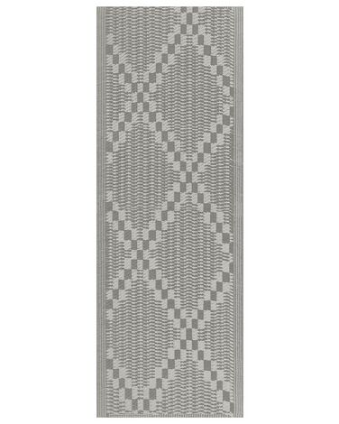 Outdoor Teppich grau 60 x 105 cm kariertes Muster Kurzflor JALNA