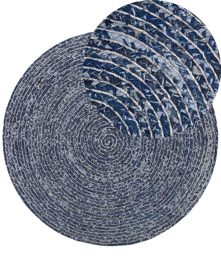 Tapis rond en jean 140 cm bleu foncé BULUCA_757769