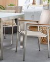 Conjunto de 6 sillas de jardín de poliéster/acero beige arena/plateado/madera clara GROSSETO_724721