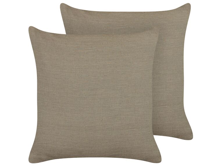 Set of 2 Linen Cushions 45 x 45 cm Taupe SAGINA_838517