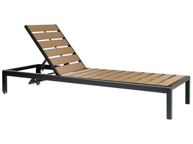 Chaise longue bois clair et noire en aluminium NARDO