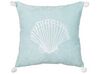 Set of 2 Velvet Cushions Seashell Motif 45 x 45 cm Blue LEATHESIA_892936