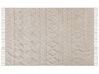Teppich Baumwolle beige 140 x 200 cm geometrisches Muster Fransen Kurzflor DIDIM_817665