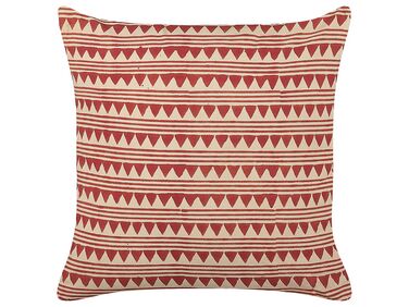 Bavlněný polštář s geometrickým vzorem 45 x 45 cm červený/béžový DEGLUPTA
