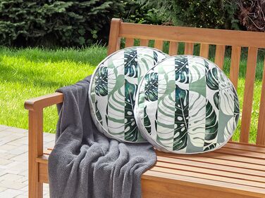 Set of 2 Outdoor Cushions Leaf Pattern ⌀ 40 cm Green TERMINI