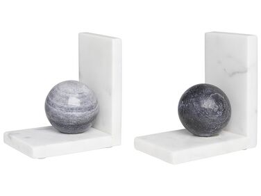 Set of 2 Marble Bookends White WOLOS