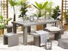 6 Seater Concrete Garden Dining Set Benches and Stools Grey TARANTO_775852