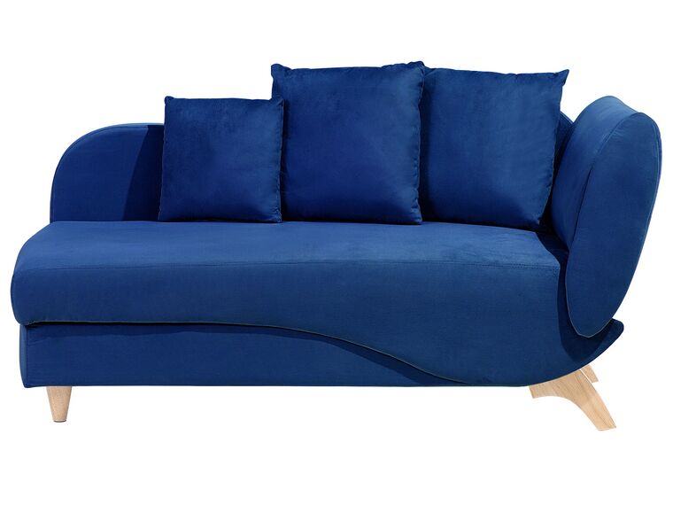 Right Hand Velvet Chaise Lounge with Storage Navy Blue MERI_749892