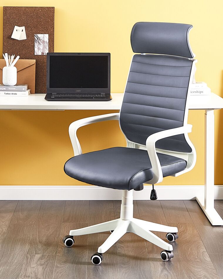 Faux Leather Swivel Office Chair Grey LEADER | Beliani.co.uk