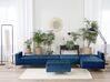 Right Hand Modular Velvet Sofa with Ottoman Navy Blue ABERDEEN_752340