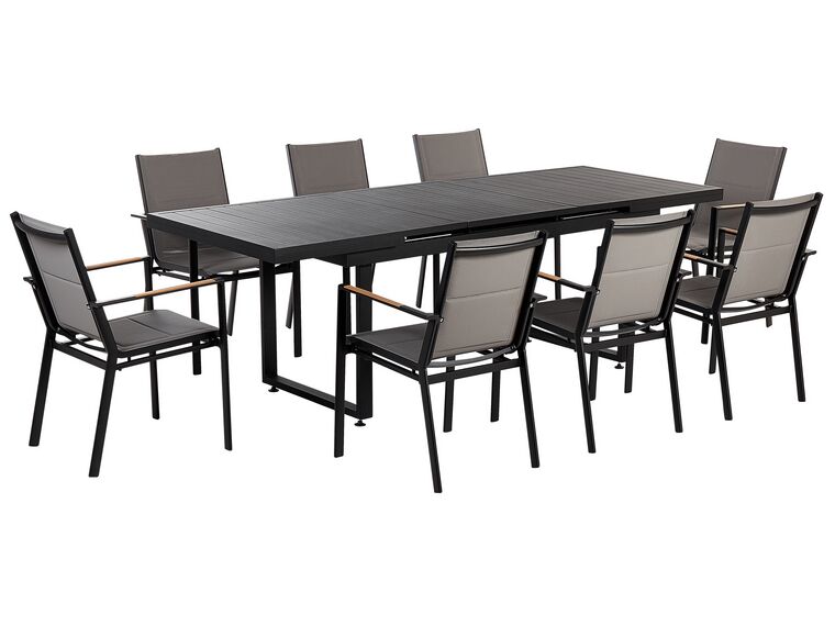 8 Seater Aluminium Garden Dining Set Black VALCANETTO/BUSSETO_846202