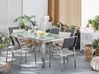 Sada záhradného nábytku stôl s bielou sklenenou doskou 180 x 90 cm 6 sivých stoličiek GROSSETO_725164