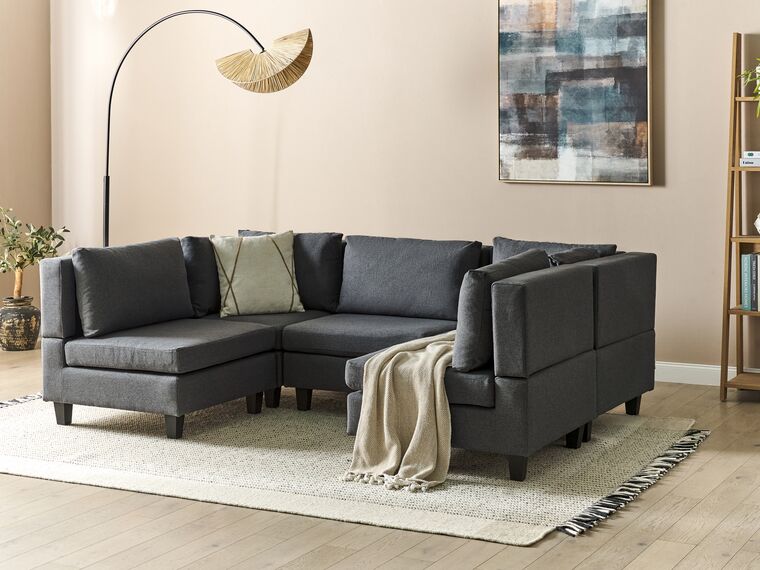 5-seters modulær sofa stoff mørkegrå UNSTAD_893528
