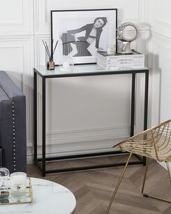 Konsolipöytä marmorikuvio valkoinen/musta DELANO Konsolipöytä marmorikuvio valkoinen/musta DELANO