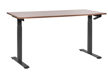 Manuálně nastavitelný psací stůl 160 x 72 cm tmavé dřevo/černý DESTINES