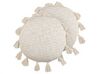 Set of 2 Cotton Cushions with Tassels ⌀ 45 cm Beige MADIA_838729