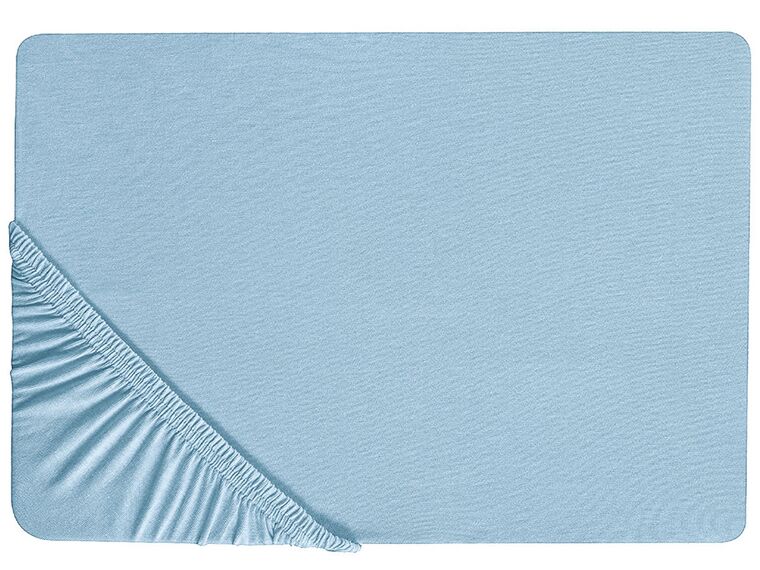 Bawełniane prześcieradło z gumką 90 x 200 cm niebieskie HOFUF_815970