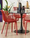 Set of 4 Plastic Dining Chairs Red PESARO_837455